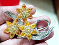 Luxury Cubic Zircon Sterling Silver Citrine Brooch for Women