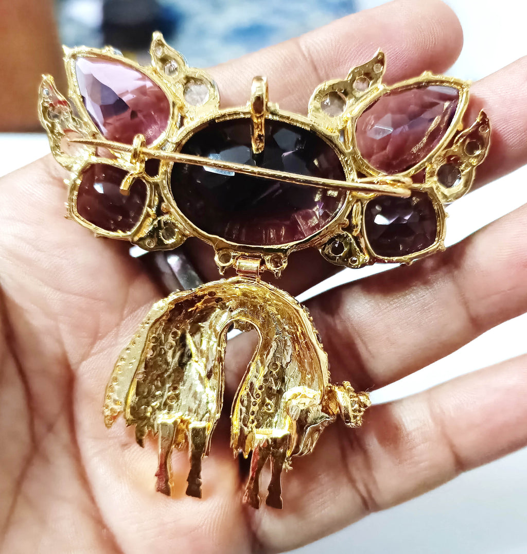 Sparkling Cubic Zircon Silver Topaz Brooch for Party Wear