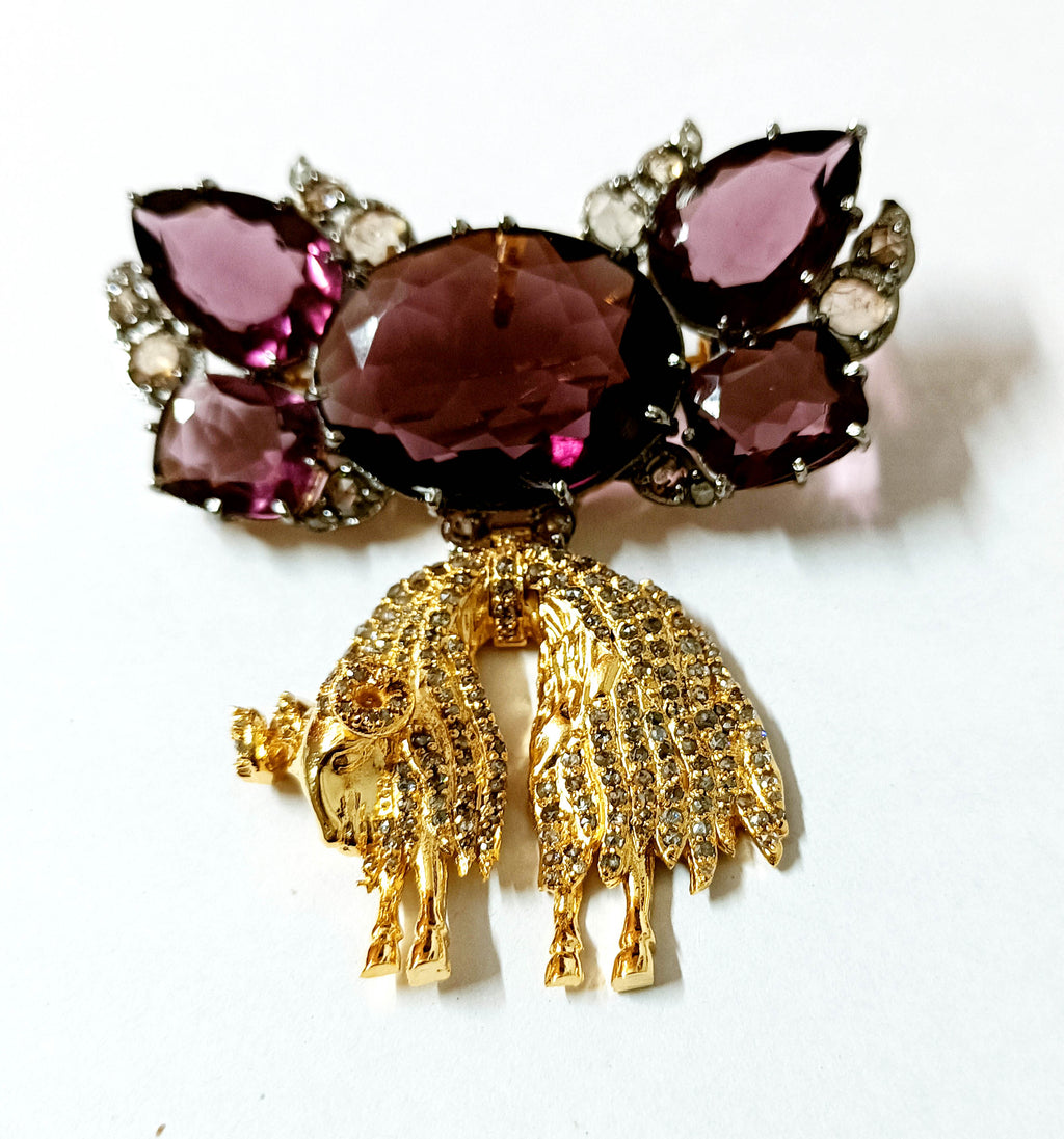 Sparkling Cubic Zircon Silver Topaz Brooch for Party Wear