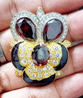 Classic Cubic Zircon Sterling Silver Garnet Brooch for Special Occasion