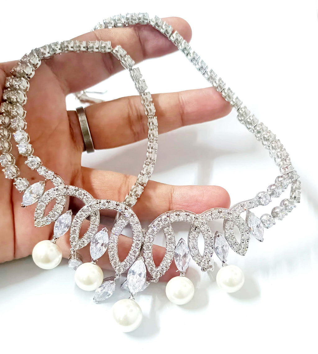 Cubic Zircon 925 Sterling Silver Necklace for Women – Elegant Sparkling Designer Jewelry
