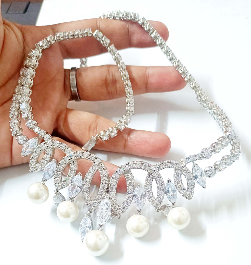 Cubic Zircon 925 Sterling Silver Necklace for Women – Elegant Sparkling Designer Jewelry