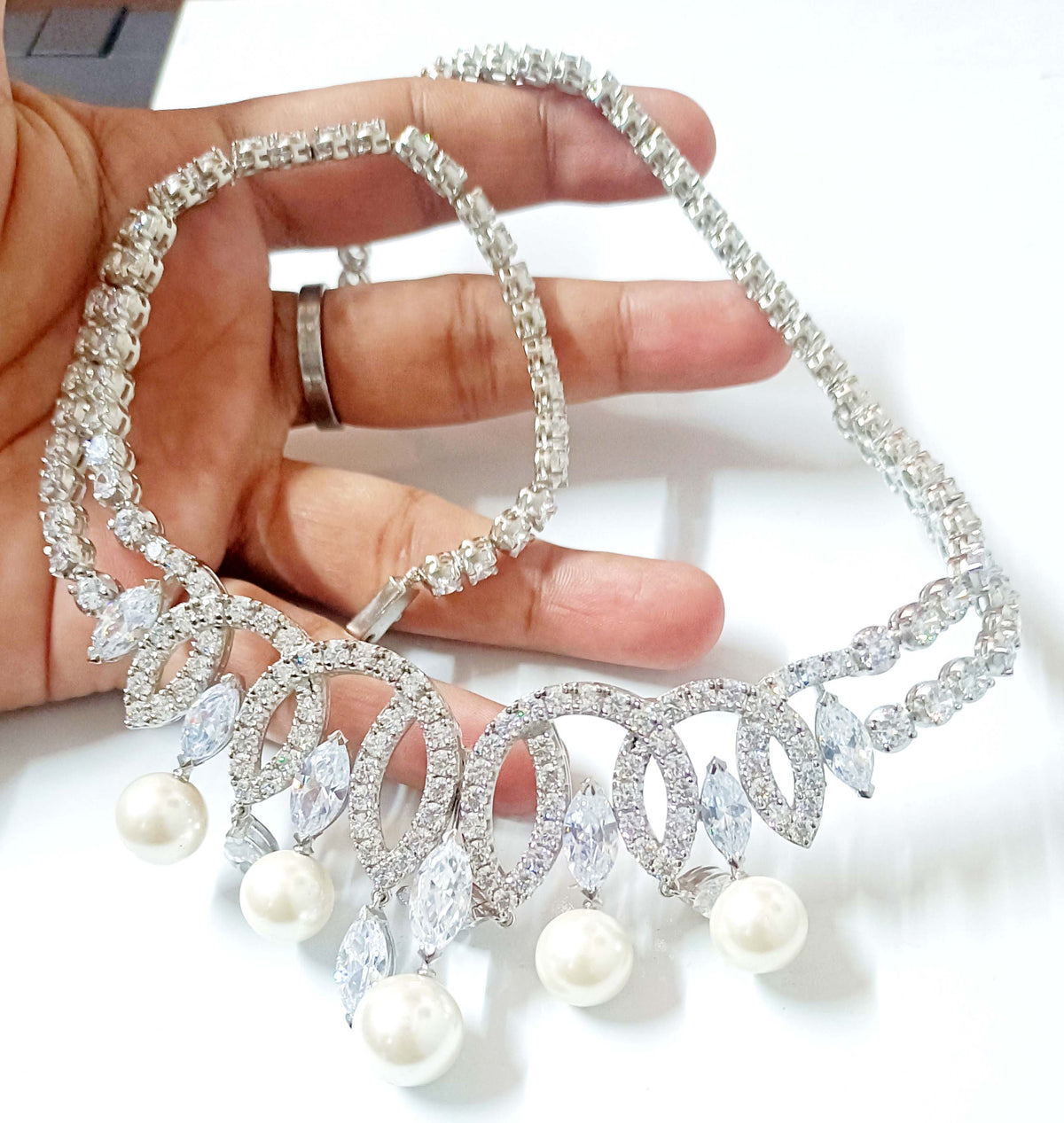 Cubic Zircon 925 Sterling Silver Necklace for Women – Elegant Sparkling Designer Jewelry