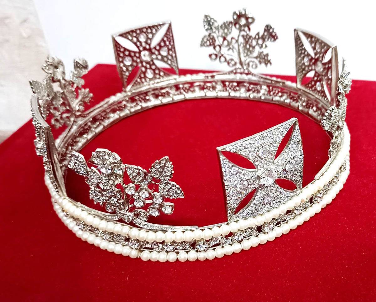 Luxury Cubic Zirconia 925 Sterling Silver Tiara Crown for Women | Elegant Princess Bridal Wedding Hair Jewelry