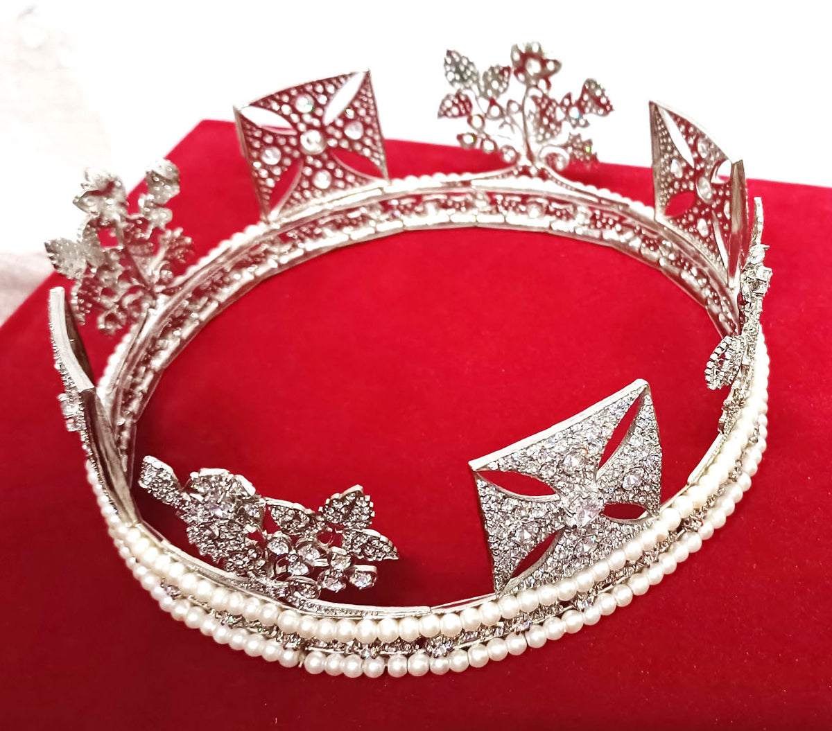 Luxury Cubic Zirconia 925 Sterling Silver Tiara Crown for Women | Elegant Princess Bridal Wedding Hair Jewelry