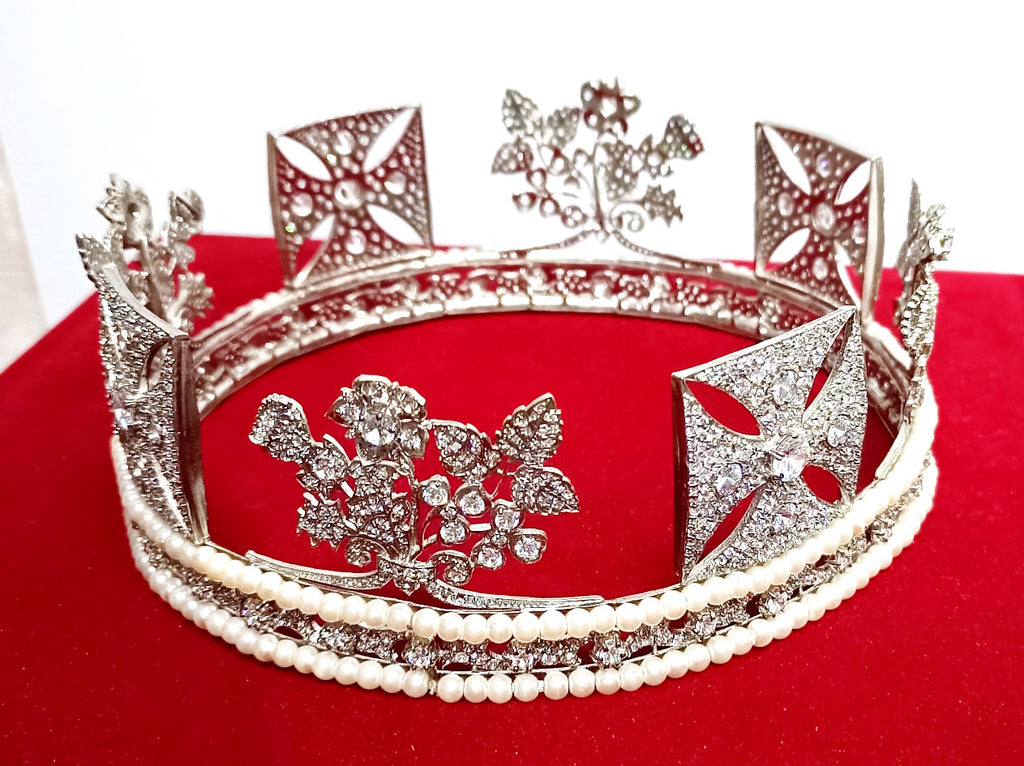 Luxury Cubic Zirconia 925 Sterling Silver Tiara Crown for Women | Elegant Princess Bridal Wedding Hair Jewelry