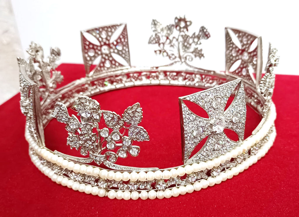 Luxury Cubic Zirconia 925 Sterling Silver Tiara Crown for Women | Elegant Princess Bridal Wedding Hair Jewelry