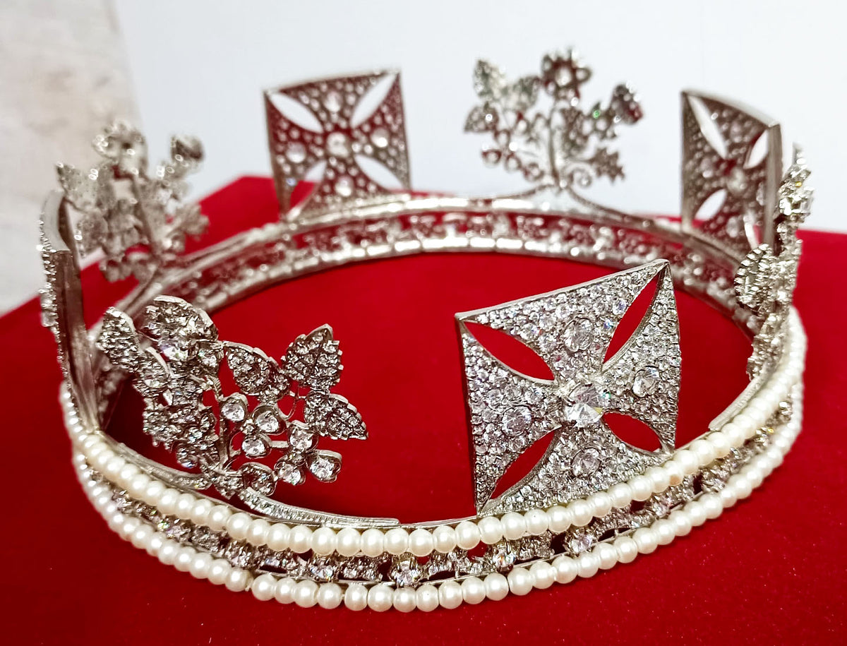 Luxury Cubic Zirconia 925 Sterling Silver Tiara Crown for Women | Elegant Princess Bridal Wedding Hair Jewelry