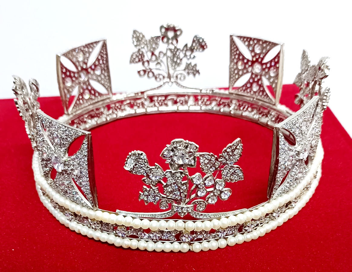 Luxury Cubic Zirconia 925 Sterling Silver Tiara Crown for Women | Elegant Princess Bridal Wedding Hair Jewelry