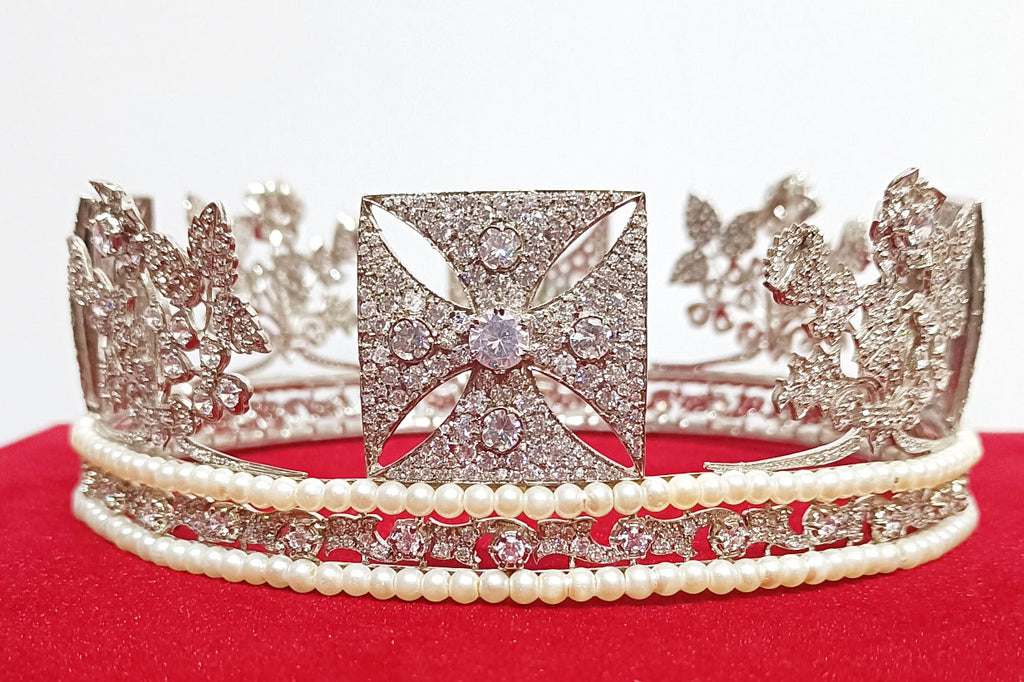 Luxury Cubic Zirconia 925 Sterling Silver Tiara Crown for Women | Elegant Princess Bridal Wedding Hair Jewelry