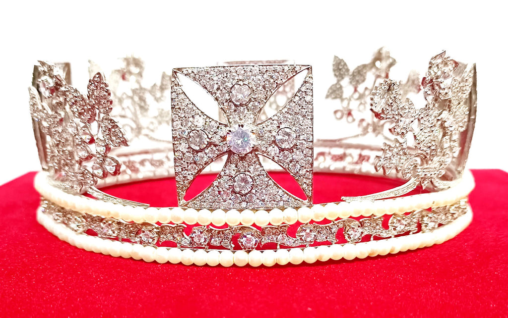 Luxury Cubic Zirconia 925 Sterling Silver Tiara Crown for Women | Elegant Princess Bridal Wedding Hair Jewelry