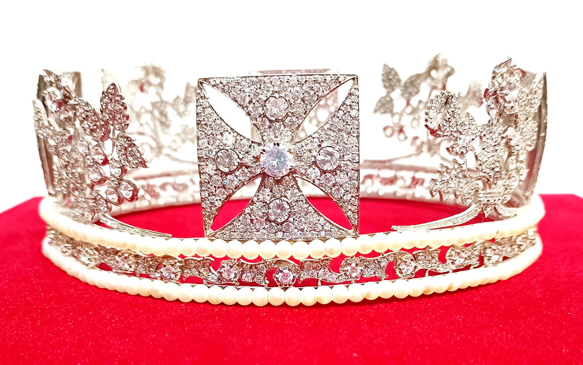 Luxury Cubic Zirconia 925 Sterling Silver Tiara Crown for Women | Elegant Princess Bridal Wedding Hair Jewelry