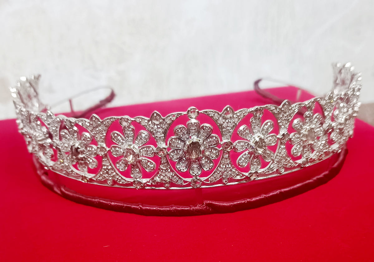 925 Sterling Silver Cubic Zirconia Princess Tiara | Elegant Wedding Crown for Brides and Women