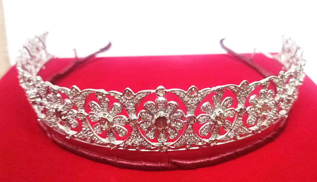 925 Sterling Silver Cubic Zirconia Princess Tiara | Elegant Wedding Crown for Brides and Women