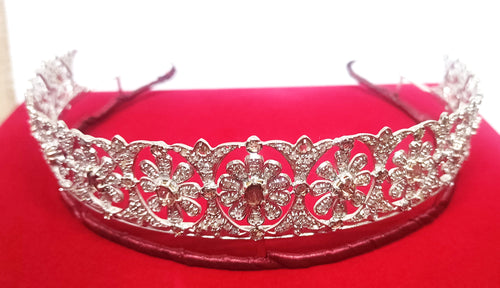 925 Sterling Silver Cubic Zirconia Princess Tiara | Elegant Wedding Crown for Brides and Women