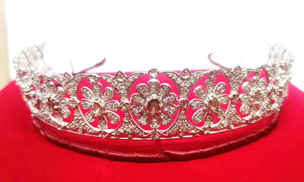 925 Sterling Silver Cubic Zirconia Princess Tiara | Elegant Wedding Crown for Brides and Women