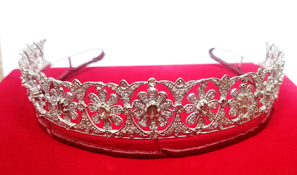 925 Sterling Silver Cubic Zirconia Princess Tiara | Elegant Wedding Crown for Brides and Women