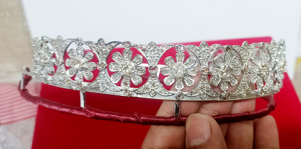 925 Sterling Silver Cubic Zirconia Princess Tiara | Elegant Wedding Crown for Brides and Women