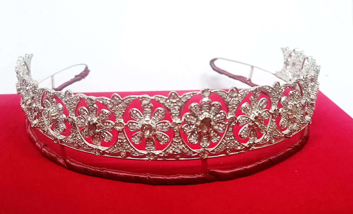 925 Sterling Silver Cubic Zirconia Princess Tiara | Elegant Wedding Crown for Brides and Women