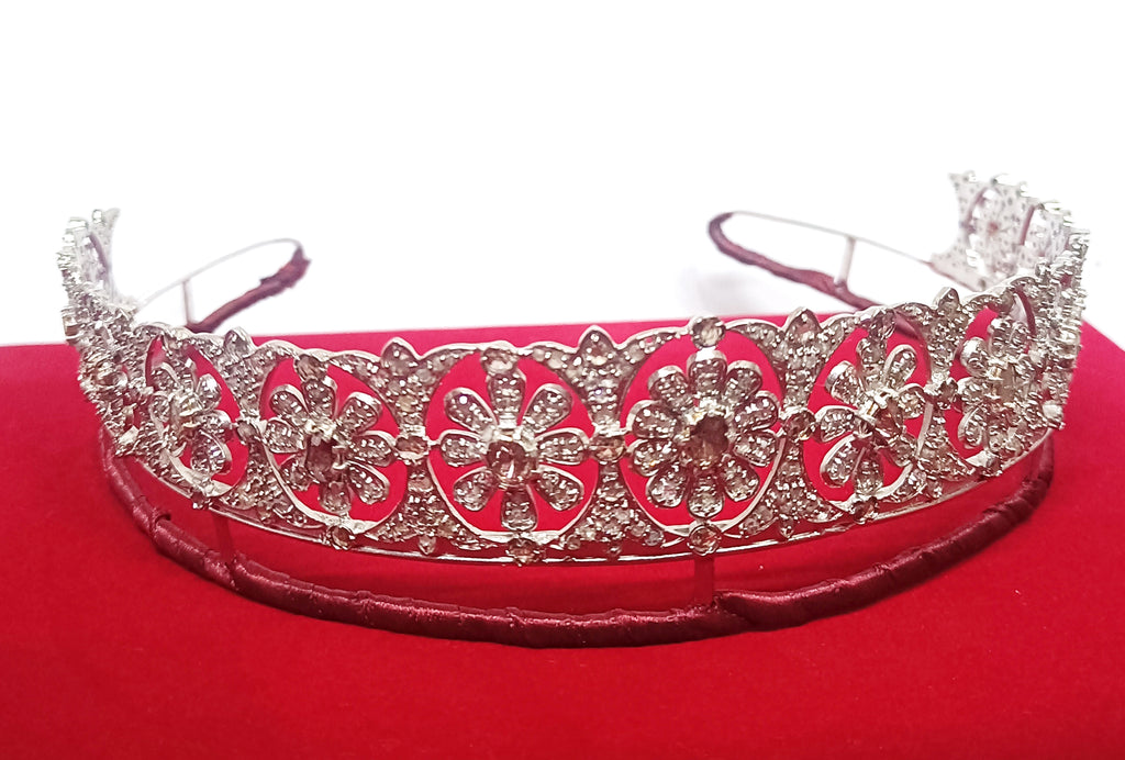 925 Sterling Silver Cubic Zirconia Princess Tiara | Elegant Wedding Crown for Brides and Women