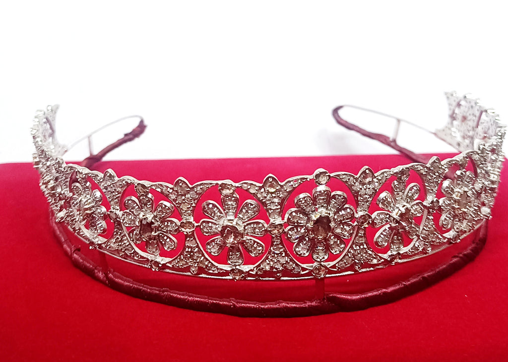 925 Sterling Silver Cubic Zirconia Princess Tiara | Elegant Wedding Crown for Brides and Women