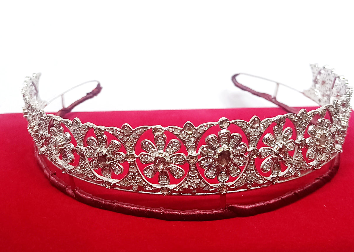 925 Sterling Silver Cubic Zirconia Princess Tiara | Elegant Wedding Crown for Brides and Women
