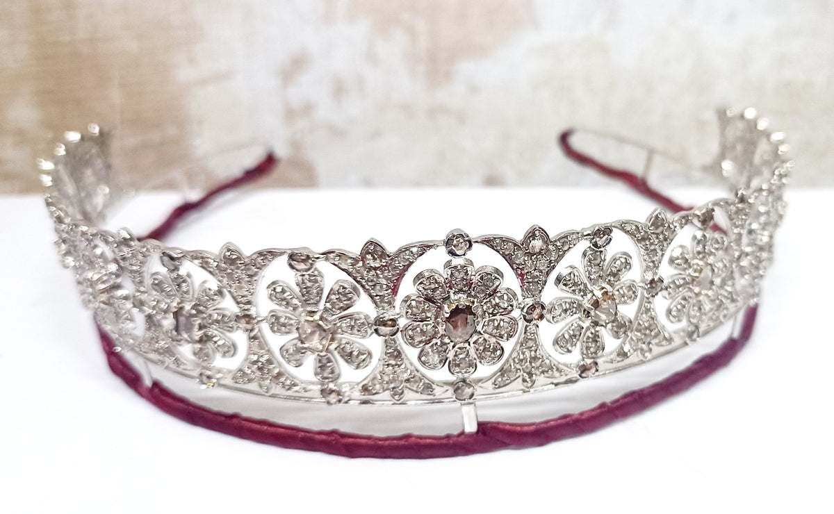 925 Sterling Silver Cubic Zirconia Princess Tiara | Elegant Wedding Crown for Brides and Women
