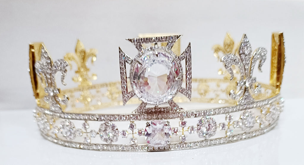 Elegant CZ Diamond Sterling Silver Tiara for Women | Luxury Princess Bridal Crown Hair Accessory