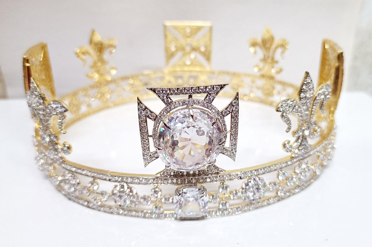Elegant CZ Diamond Sterling Silver Tiara for Women | Luxury Princess Bridal Crown Hair Accessory
