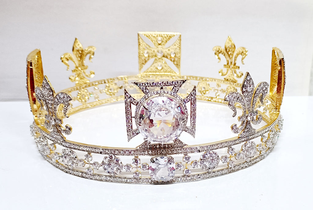 Elegant CZ Diamond Sterling Silver Tiara for Women | Luxury Princess Bridal Crown Hair Accessory
