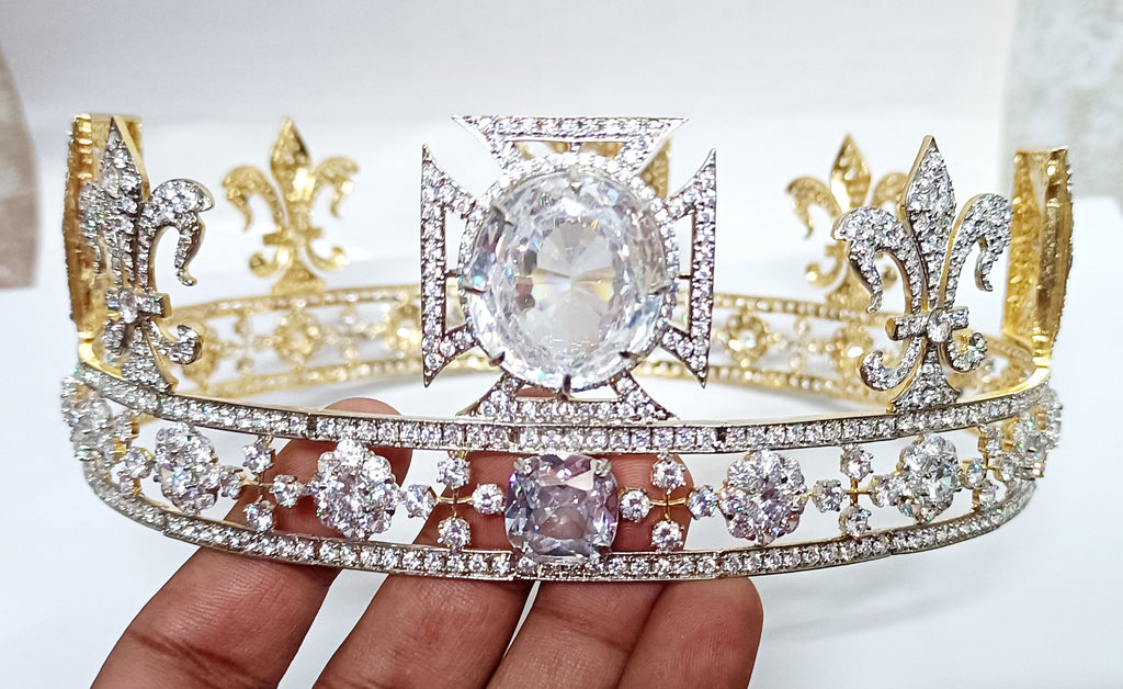 Elegant CZ Diamond Sterling Silver Tiara for Women | Luxury Princess Bridal Crown Hair Accessory