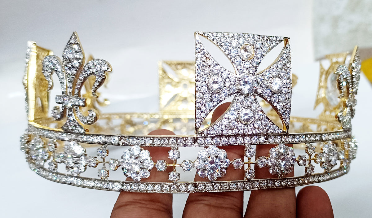 Elegant CZ Diamond Sterling Silver Tiara for Women | Luxury Princess Bridal Crown Hair Accessory