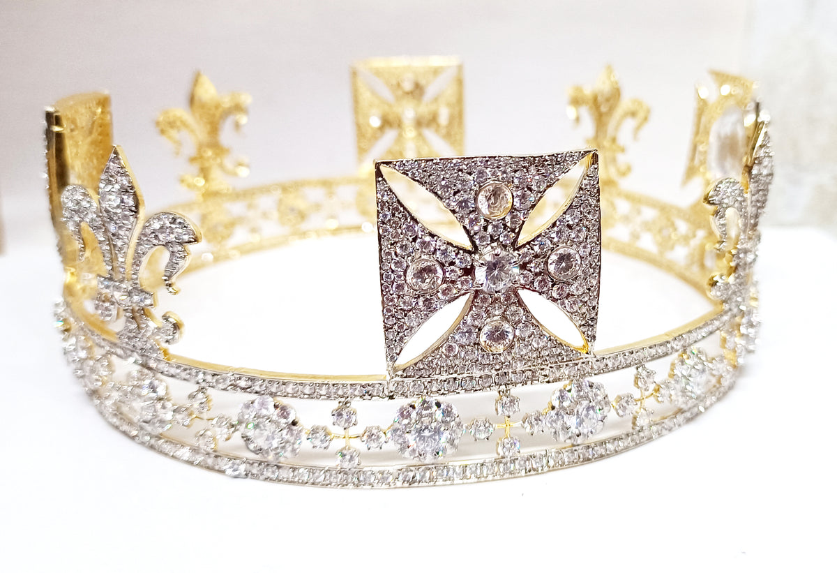Elegant CZ Diamond Sterling Silver Tiara for Women | Luxury Princess Bridal Crown Hair Accessory