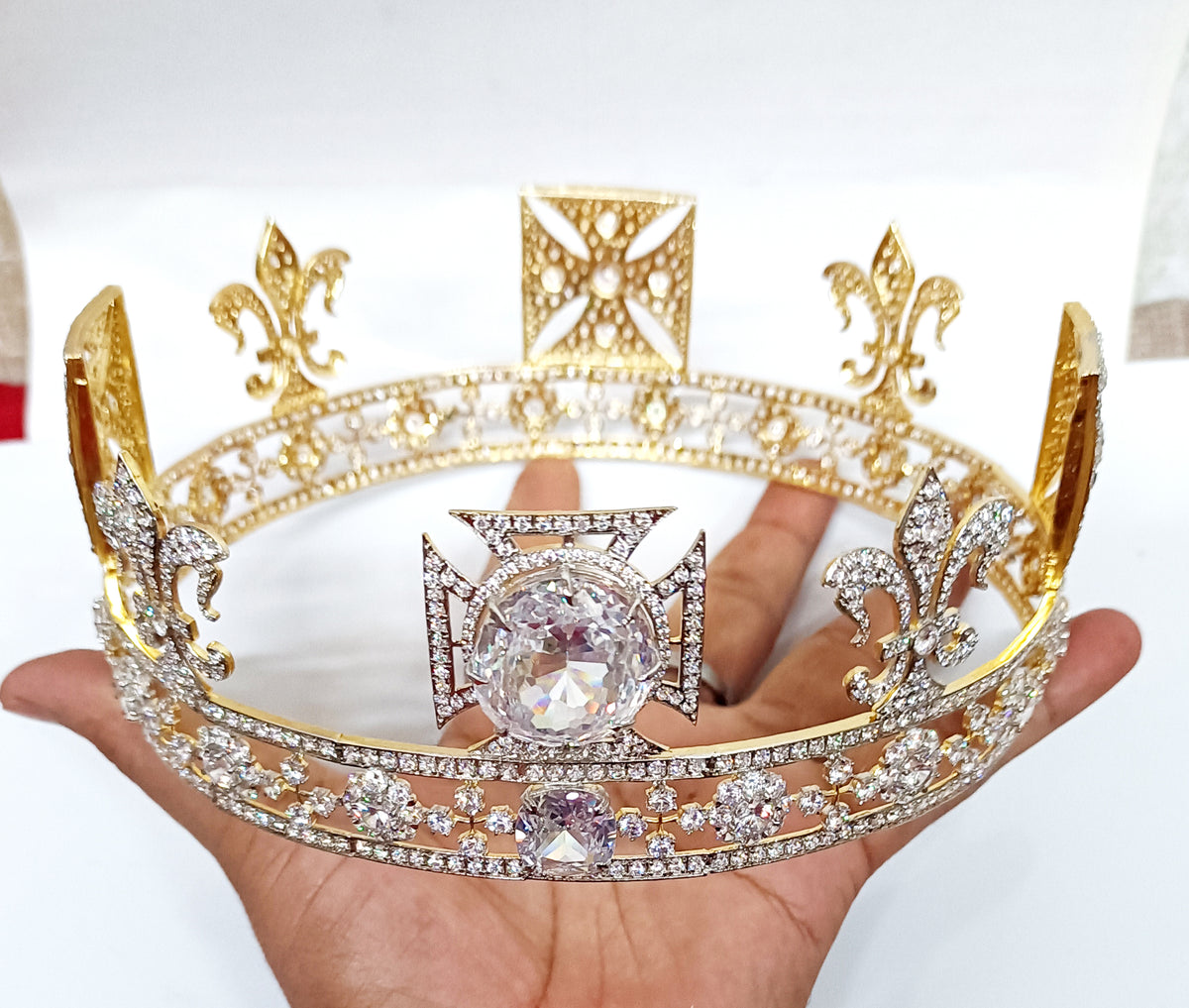 Elegant CZ Diamond Sterling Silver Tiara for Women | Luxury Princess Bridal Crown Hair Accessory