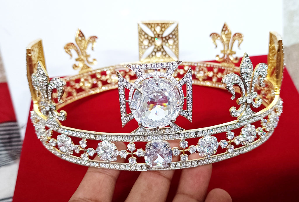 Elegant CZ Diamond Sterling Silver Tiara for Women | Luxury Princess Bridal Crown Hair Accessory