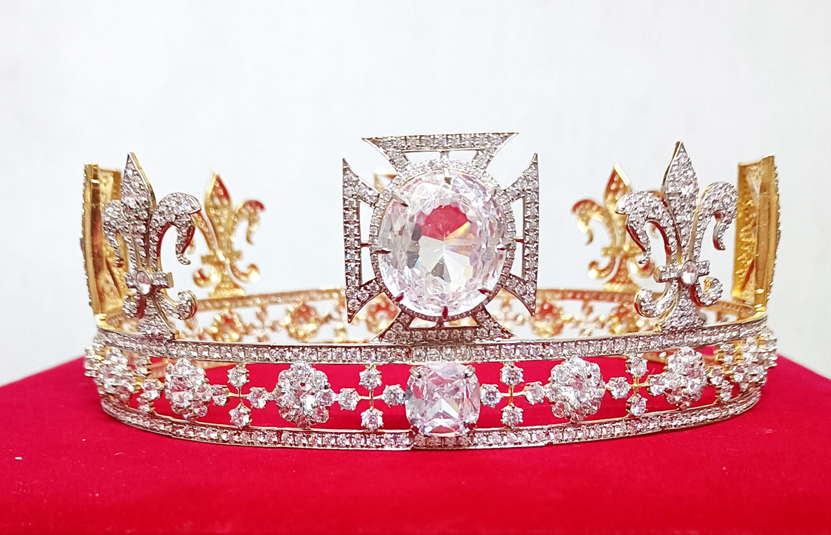 Elegant CZ Diamond Sterling Silver Tiara for Women | Luxury Princess Bridal Crown Hair Accessory