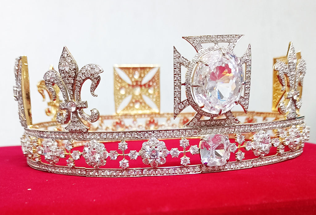 Elegant CZ Diamond Sterling Silver Tiara for Women | Luxury Princess Bridal Crown Hair Accessory