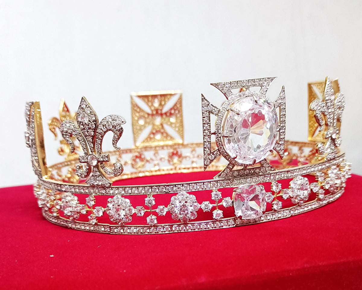 Elegant CZ Diamond Sterling Silver Tiara for Women | Luxury Princess Bridal Crown Hair Accessory