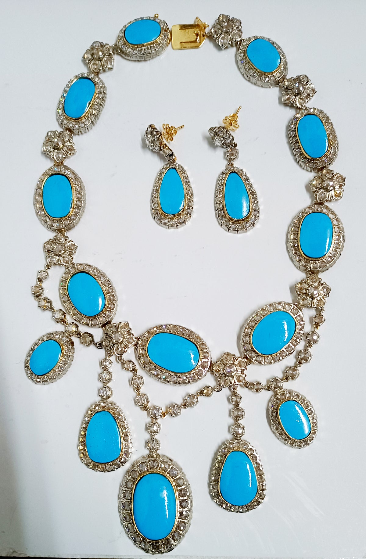 Cubic Zircon Silver Turquoise Necklace for Women – Beautiful Bridal, Wedding & Party Jewelry