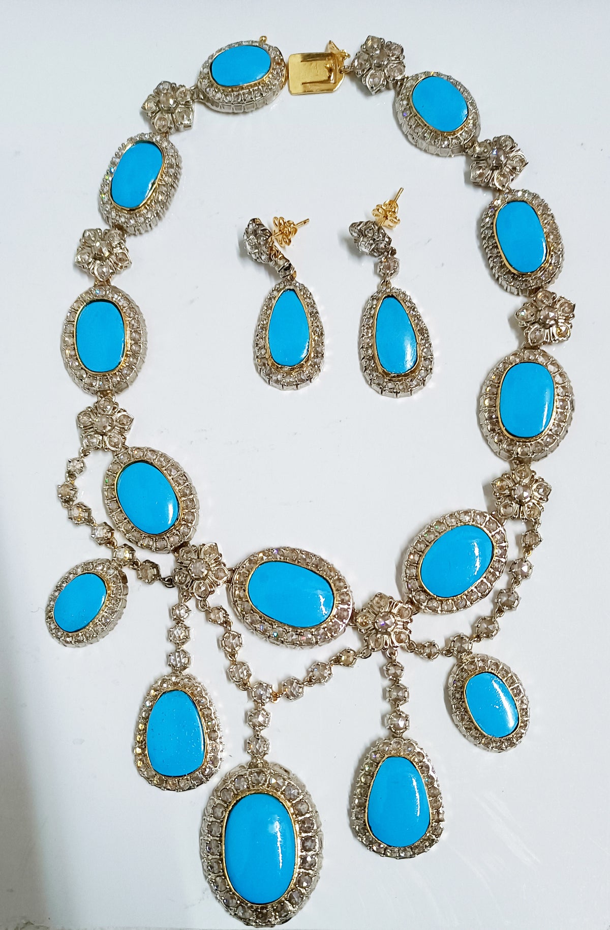 Cubic Zircon Silver Turquoise Necklace for Women – Beautiful Bridal, Wedding & Party Jewelry