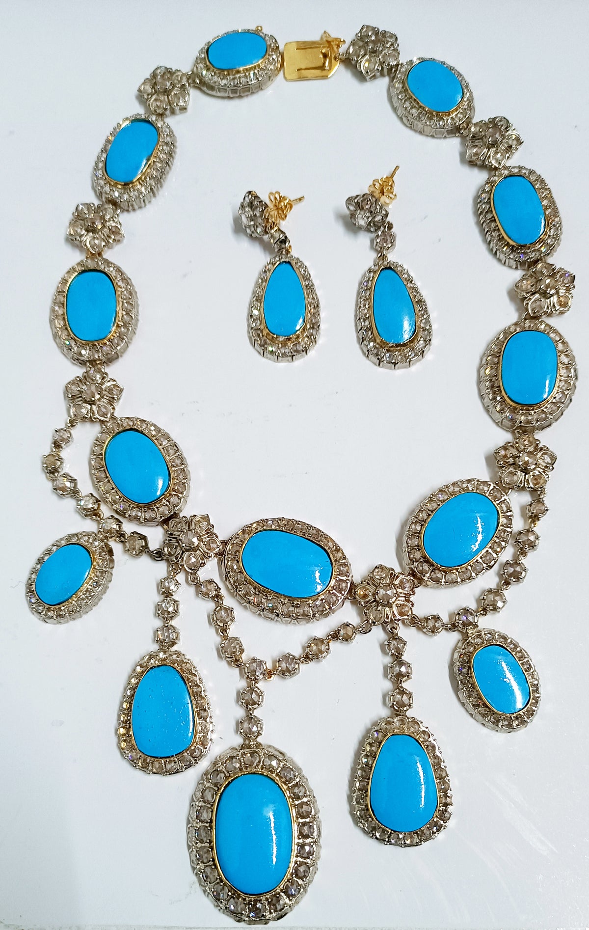 Cubic Zircon Silver Turquoise Necklace for Women – Beautiful Bridal, Wedding & Party Jewelry