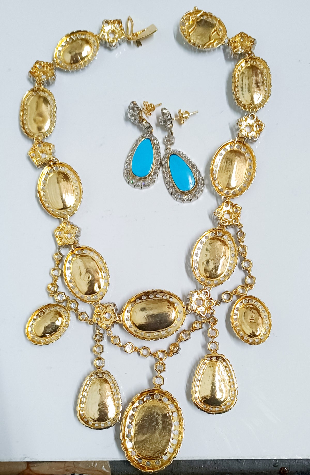 Cubic Zircon Silver Turquoise Necklace for Women – Beautiful Bridal, Wedding & Party Jewelry