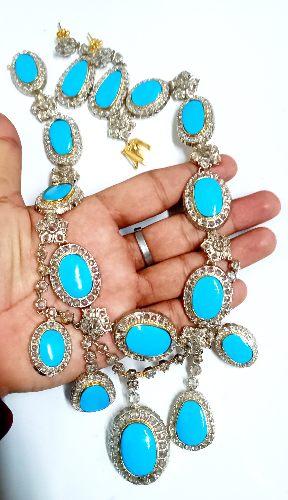 Cubic Zircon Silver Turquoise Necklace for Women – Beautiful Bridal, Wedding & Party Jewelry