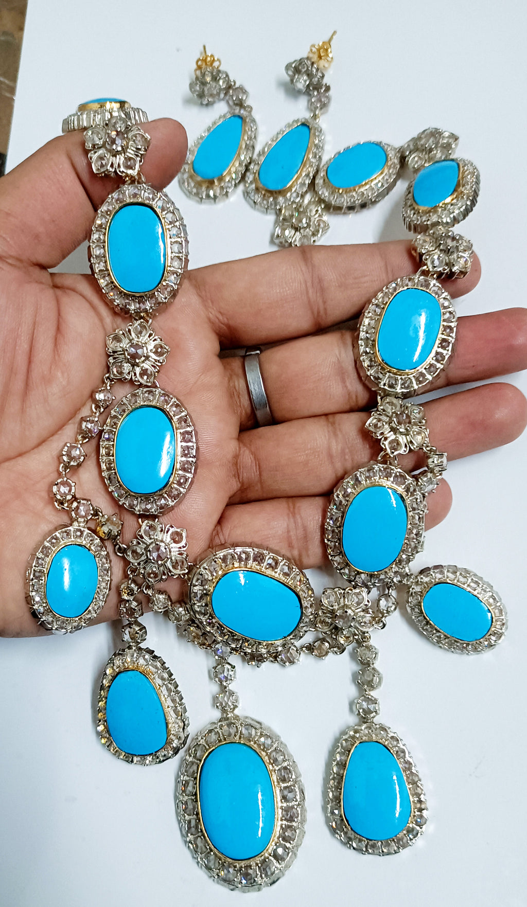 Cubic Zircon Silver Turquoise Necklace for Women – Beautiful Bridal, Wedding & Party Jewelry