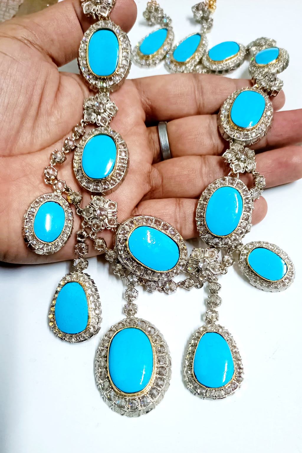 Cubic Zircon Silver Turquoise Necklace for Women – Beautiful Bridal, Wedding & Party Jewelry