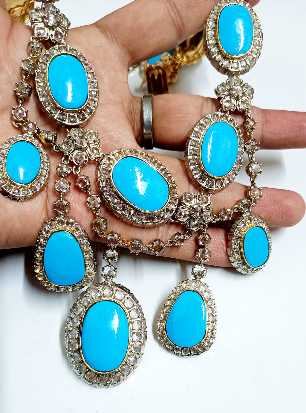 Cubic Zircon Silver Turquoise Necklace for Women – Beautiful Bridal, Wedding & Party Jewelry