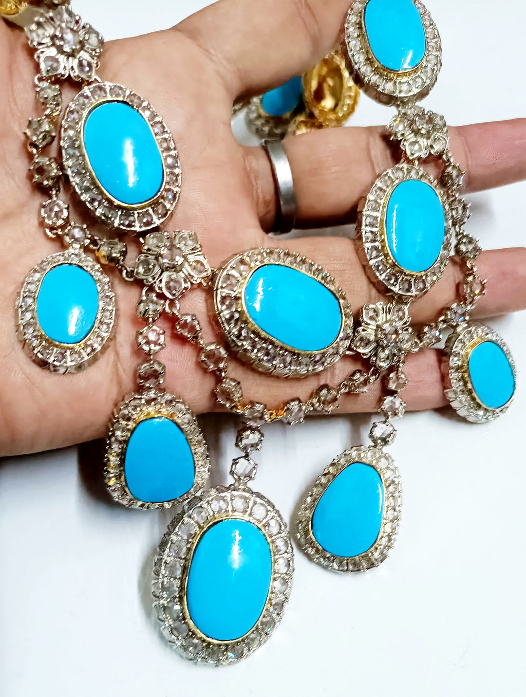 Cubic Zircon Silver Turquoise Necklace for Women – Beautiful Bridal, Wedding & Party Jewelry