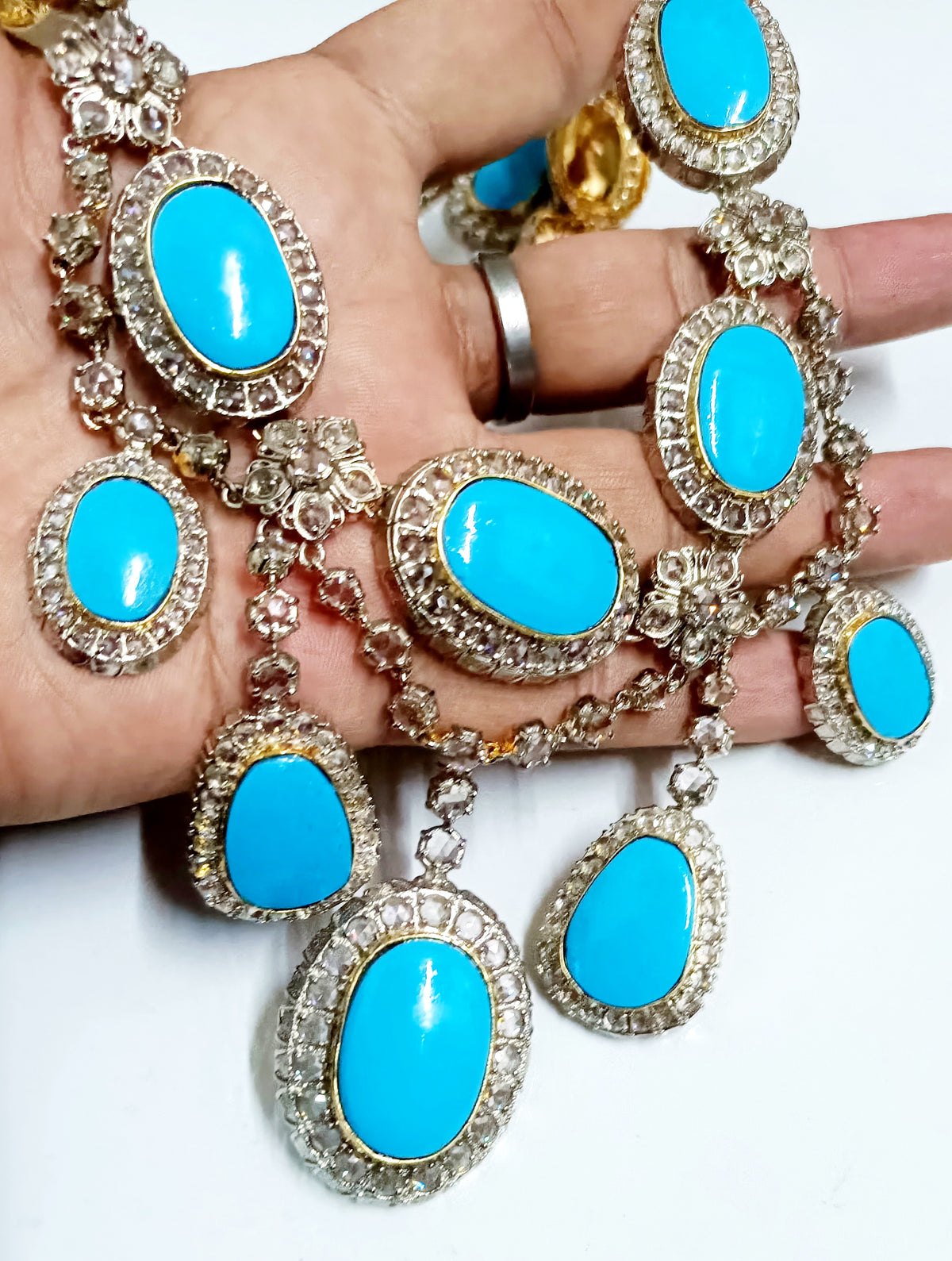 Cubic Zircon Silver Turquoise Necklace for Women – Beautiful Bridal, Wedding & Party Jewelry