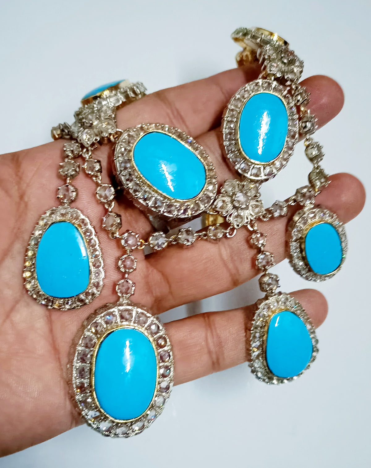 Cubic Zircon Silver Turquoise Necklace for Women – Beautiful Bridal, Wedding & Party Jewelry