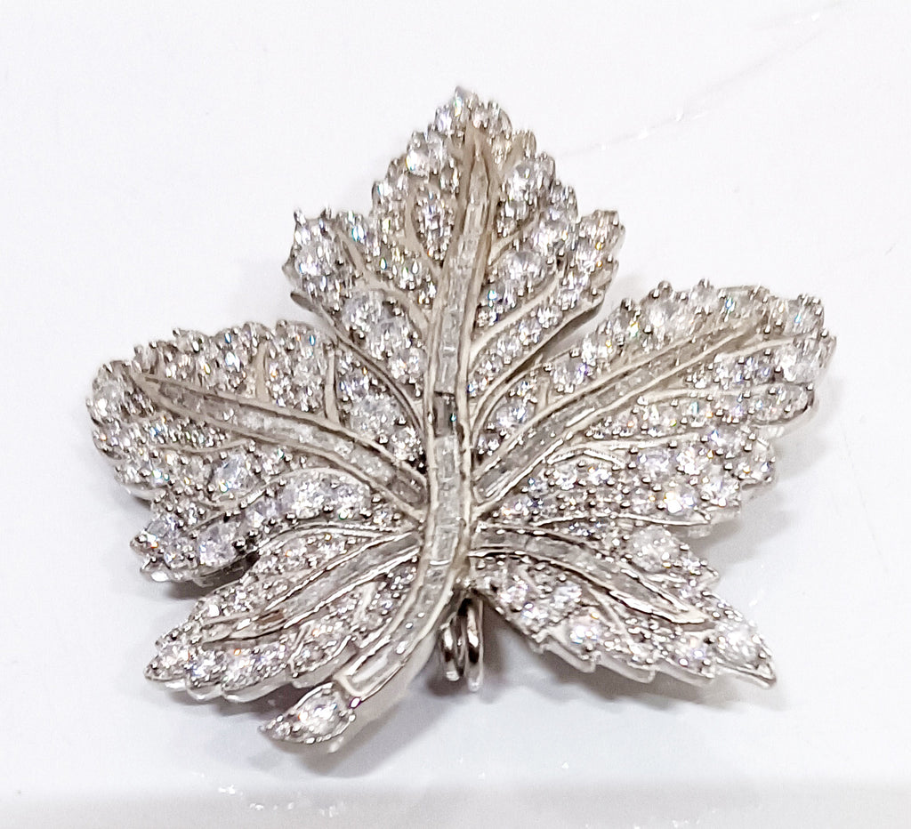 Cubic Zircon 925 Sterling Silver Brooch – Elegant Sparkling Crystal Lapel Pin for Women
